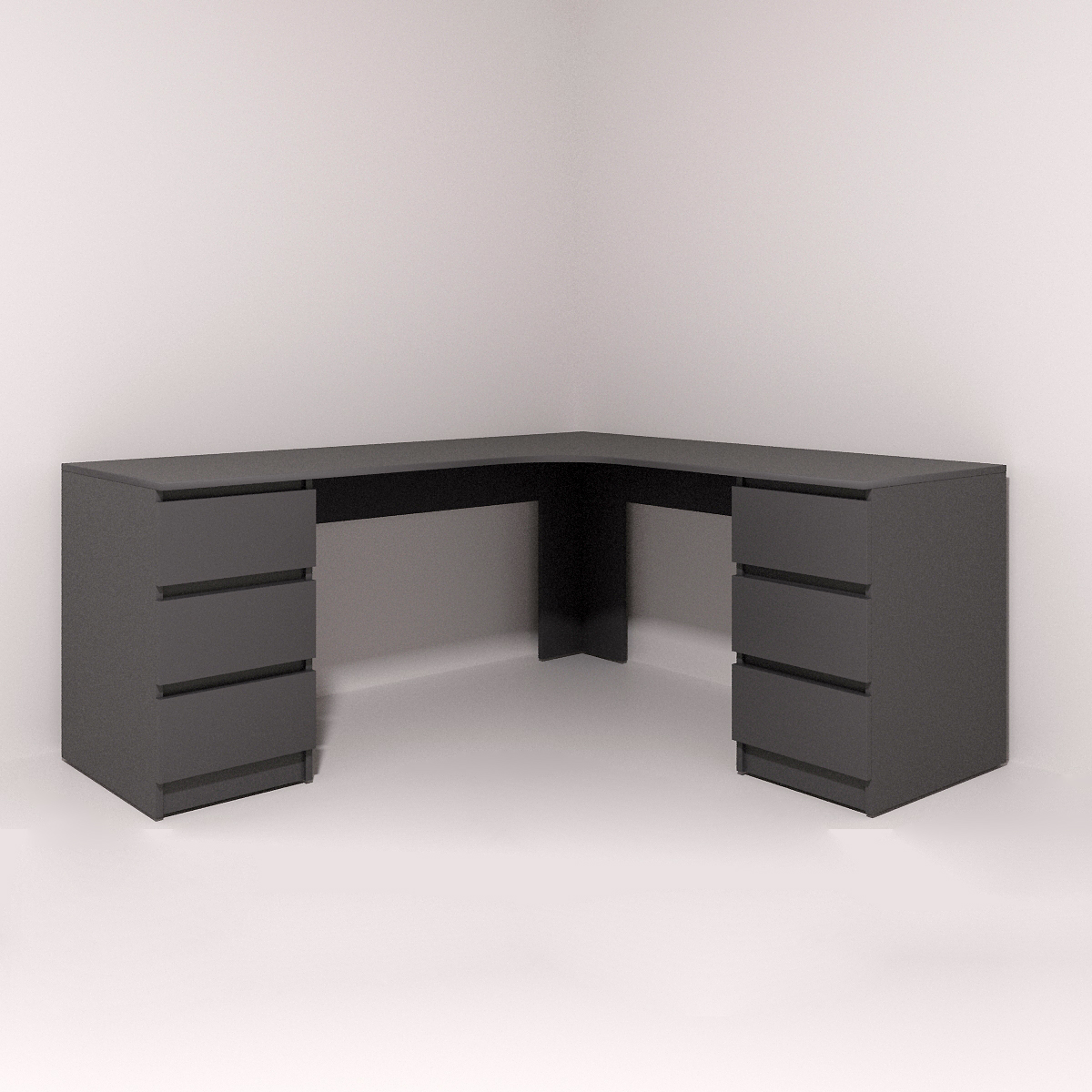 Стіл письмовий кутовий Леон Захід Меблі дві тумби 1500х1500х750 мм Антрацит